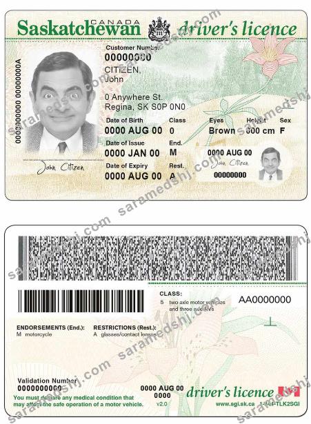 Canada province Saskatchewan driving license